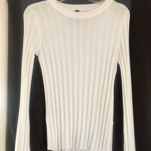 White Stylish Long Bell Sleeves Sweater